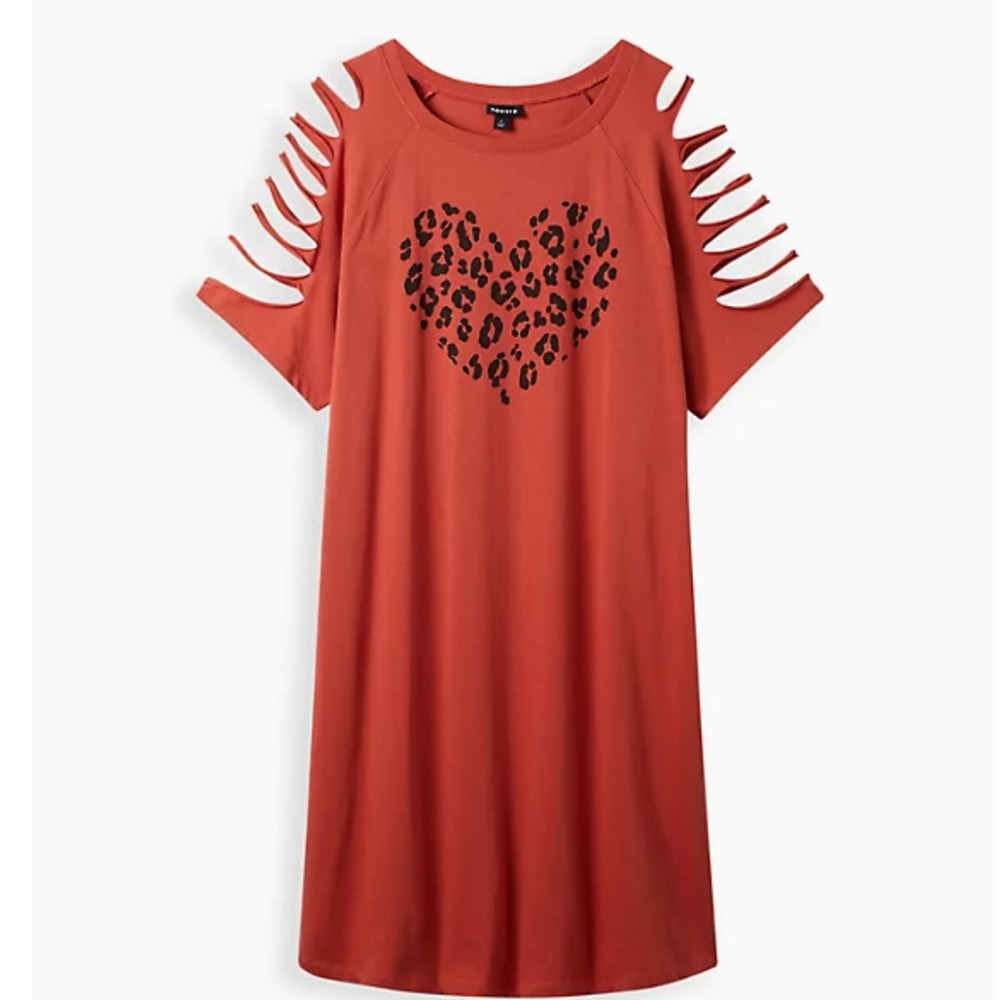NWT Torrid Rust heart leopard pattern dress size 1